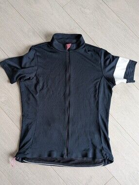 Rapha Women's XL Merino Wool Blend Black Cycling Jersey with White Logo